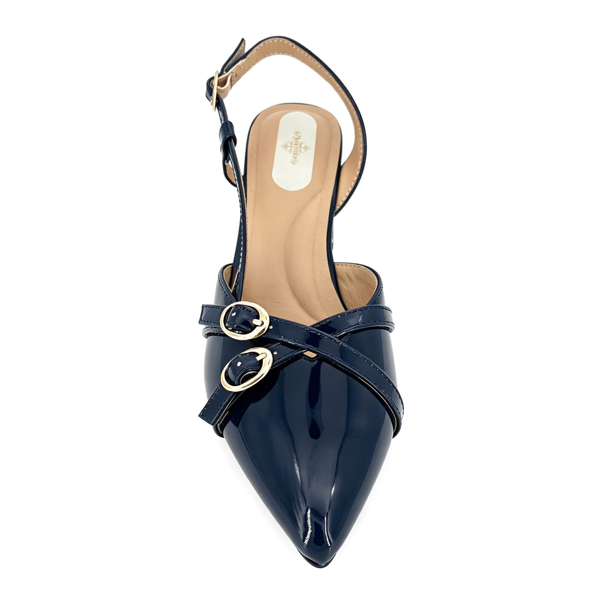 Zapatos de tacón medio con doble hebilla cruzada y pulsera trasera para mujer, charol | Venta al por mayor | Multicolor | Tallas EU 35–41