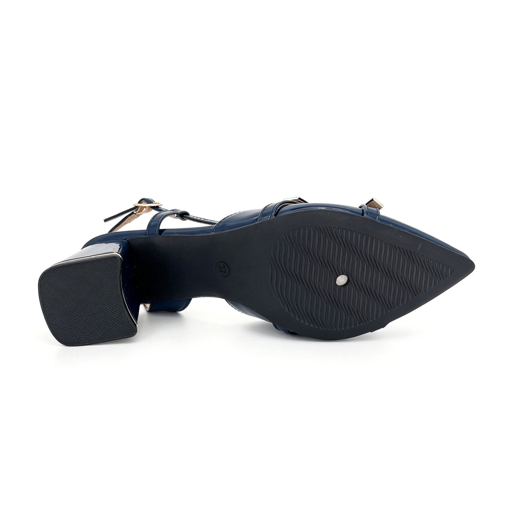 Zapatos de tacón medio con doble hebilla cruzada y pulsera trasera para mujer, charol | Venta al por mayor | Multicolor | Tallas EU 35–41
