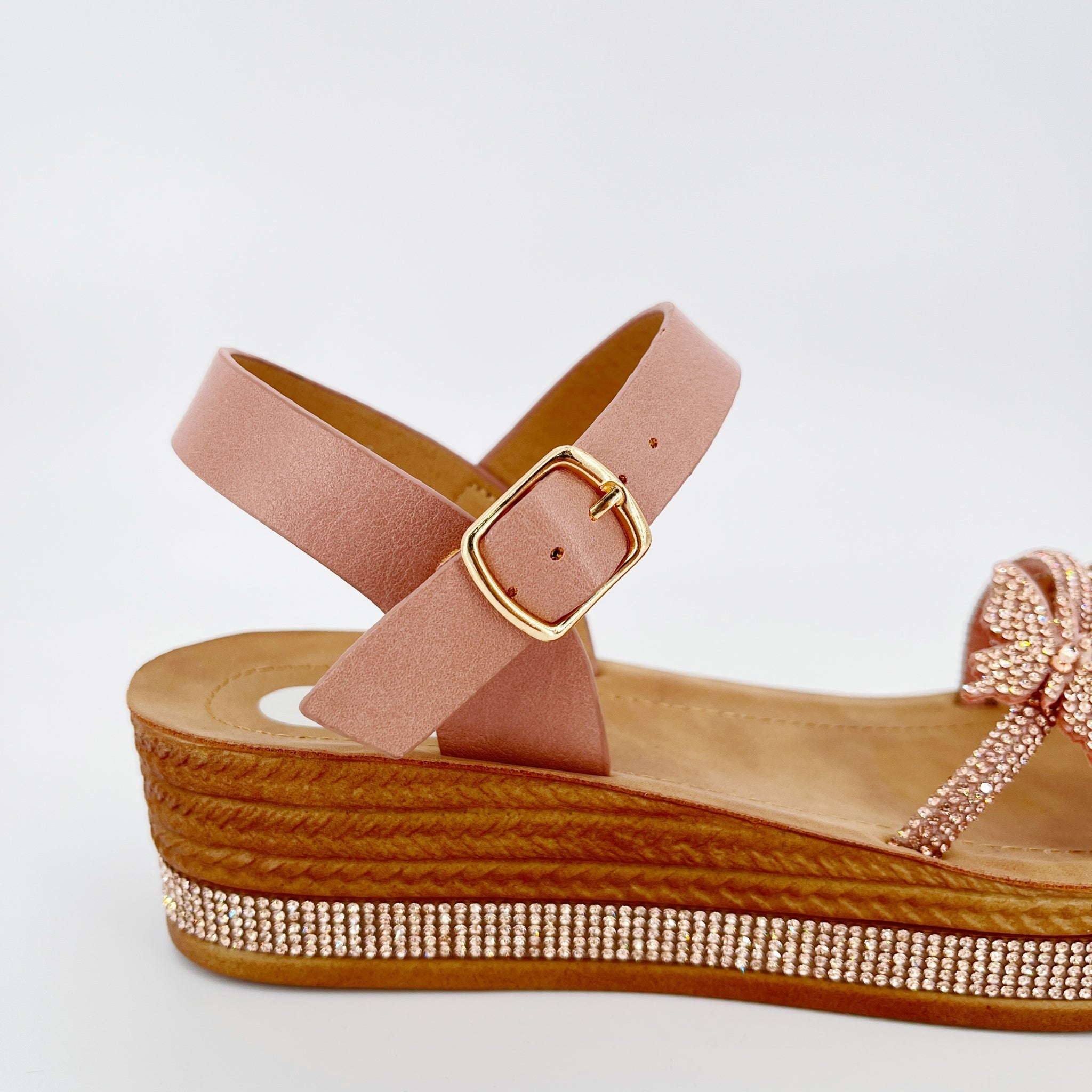 ZC Women's Crystal Braid & Butterfly Wedge Sandals – Wholesale | Comfort Fit | Multi-Color Options
