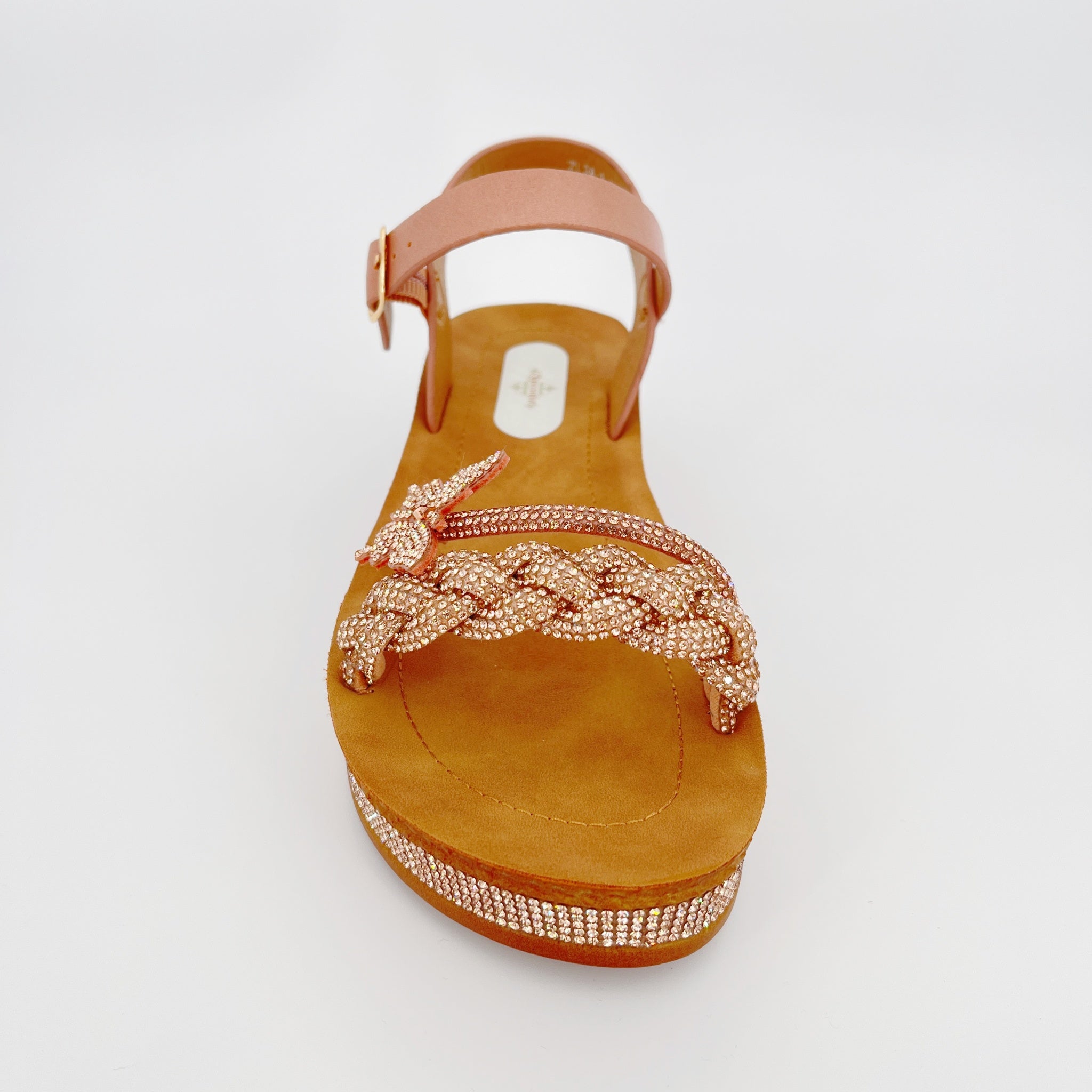 ZC Women's Crystal Braid & Butterfly Wedge Sandals – Wholesale | Comfort Fit | Multi-Color Options