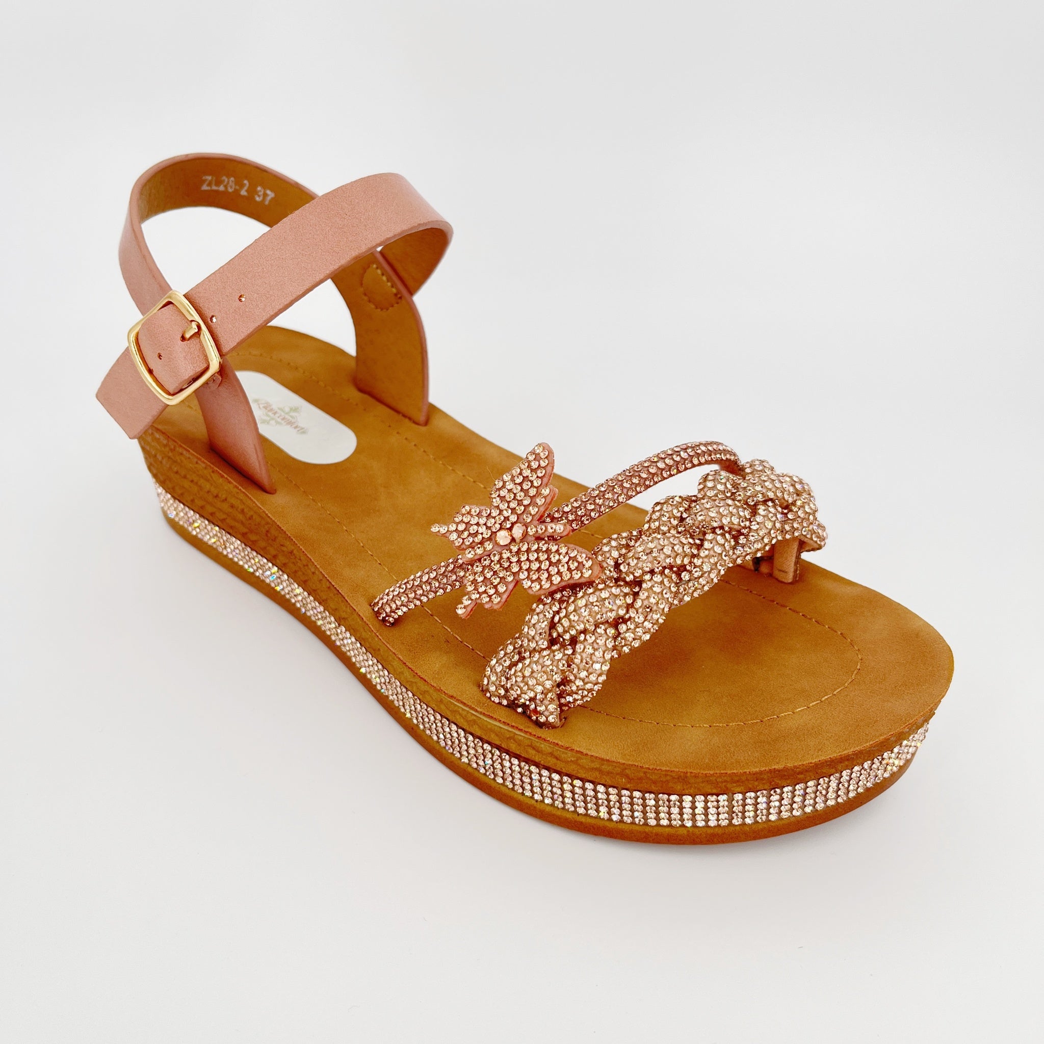 ZC Women's Crystal Braid & Butterfly Wedge Sandals – Wholesale | Comfort Fit | Multi-Color Options