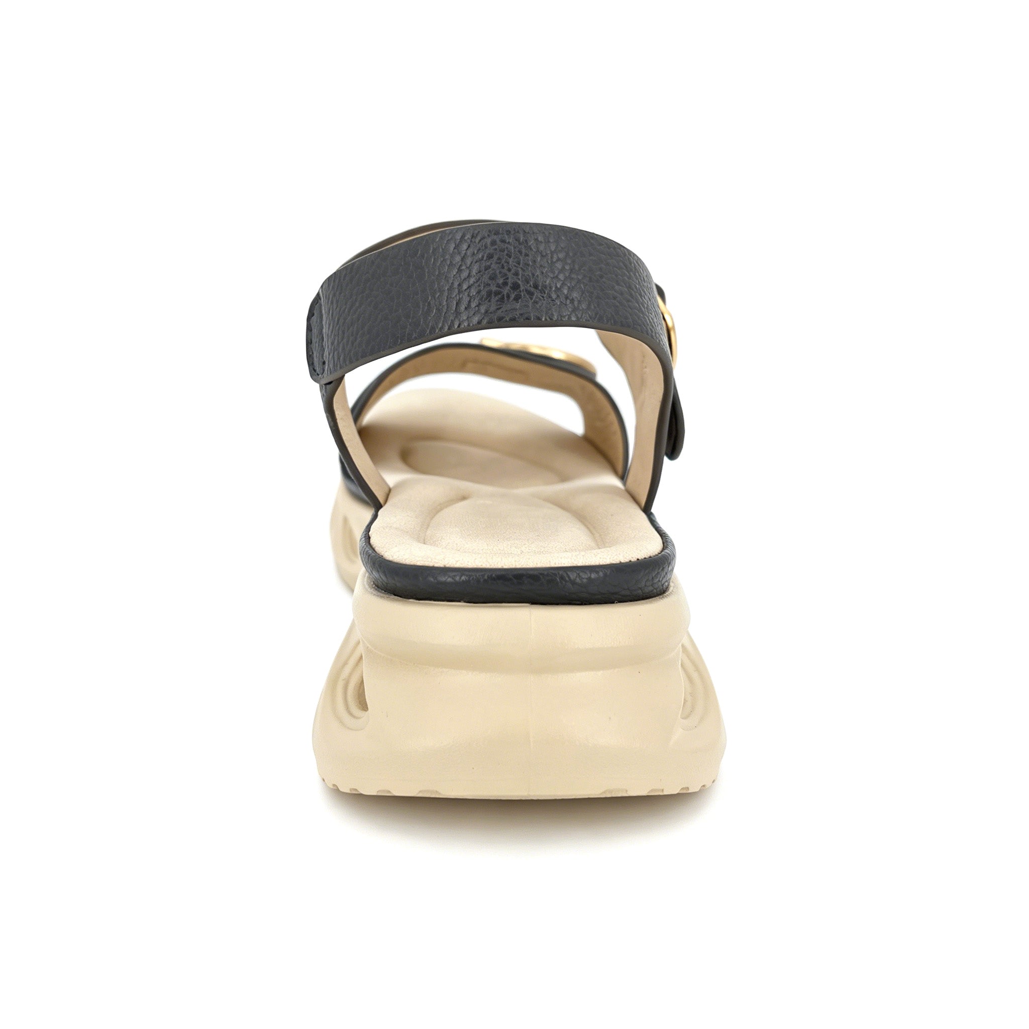 Women's Double-Strap Wedge Sandals with Gold Ring Buckle | Air-Cushion Platform