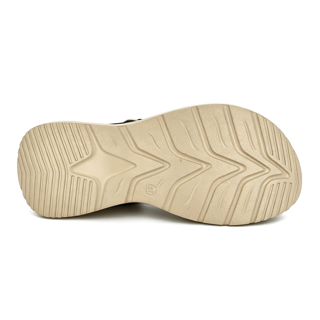Women's Double-Strap Wedge Sandals with Gold Ring Buckle | Air-Cushion Platform
