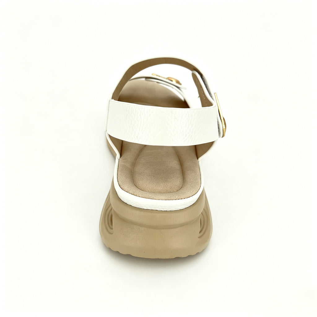 Women's Double-Strap Wedge Sandals with Gold U-Turn Clasp | Air-Cushion Platform