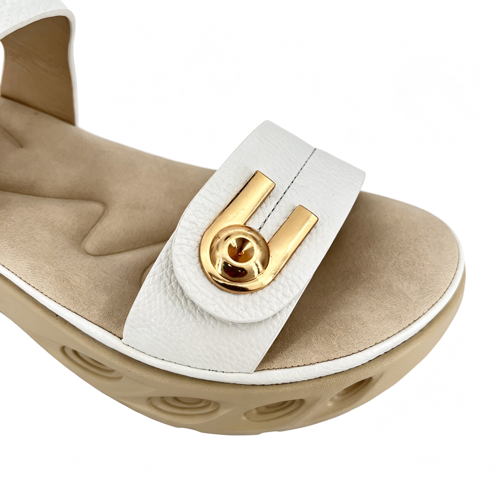Women's Double-Strap Wedge Sandals with Gold U-Turn Clasp | Air-Cushion Platform