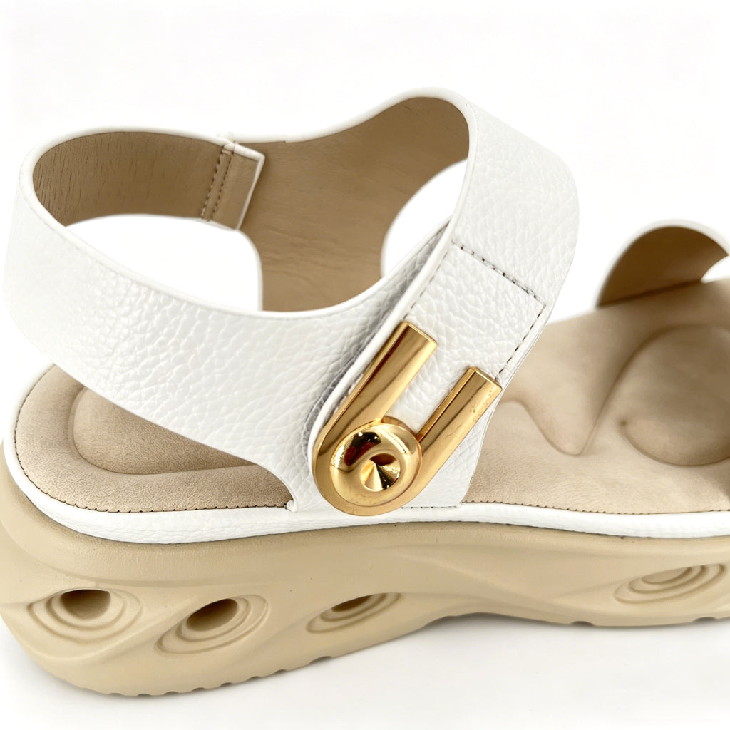 Women's Double-Strap Wedge Sandals with Gold U-Turn Clasp | Air-Cushion Platform