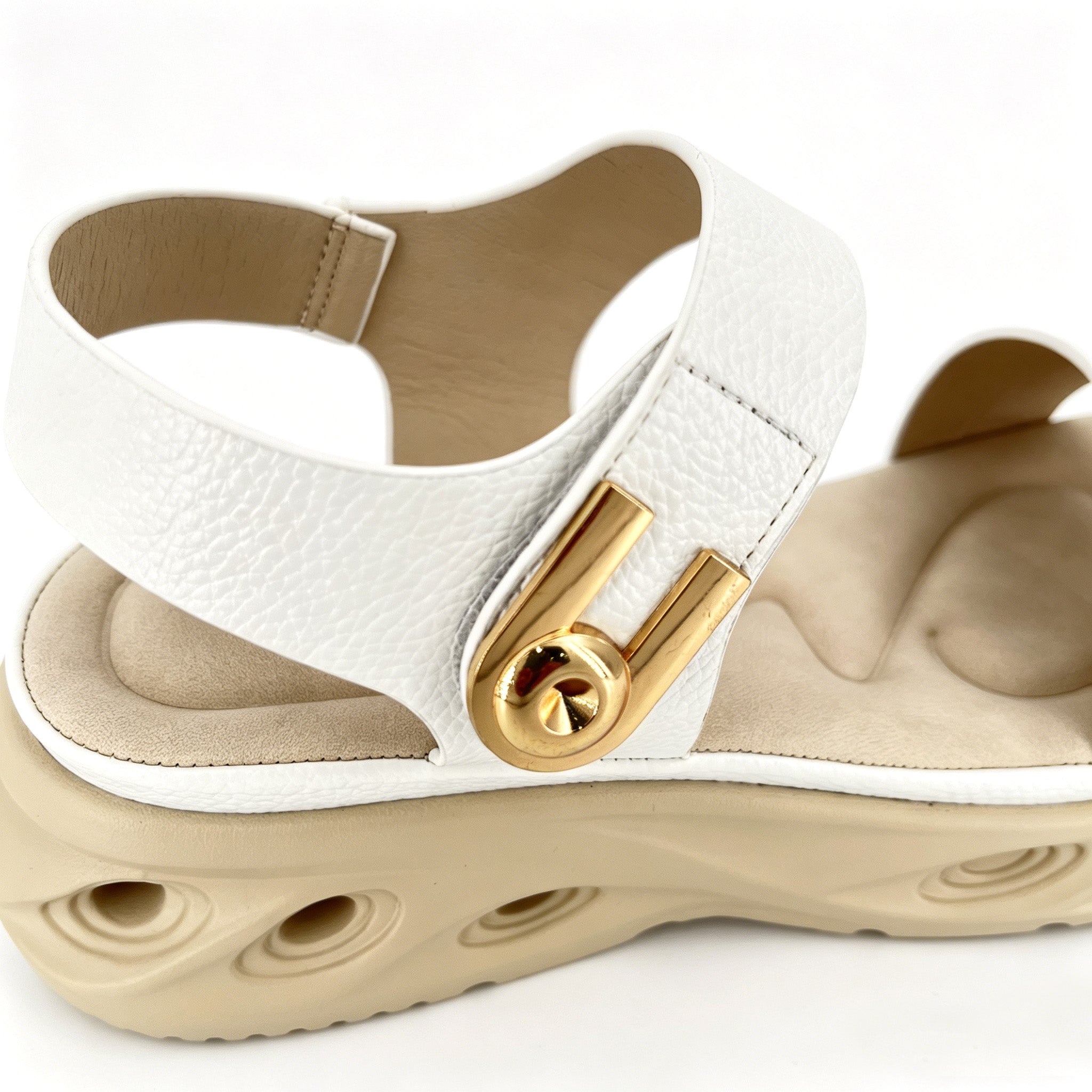 Women's Double-Strap Wedge Sandals with Gold U-Turn Clasp | Air-Cushion Platform