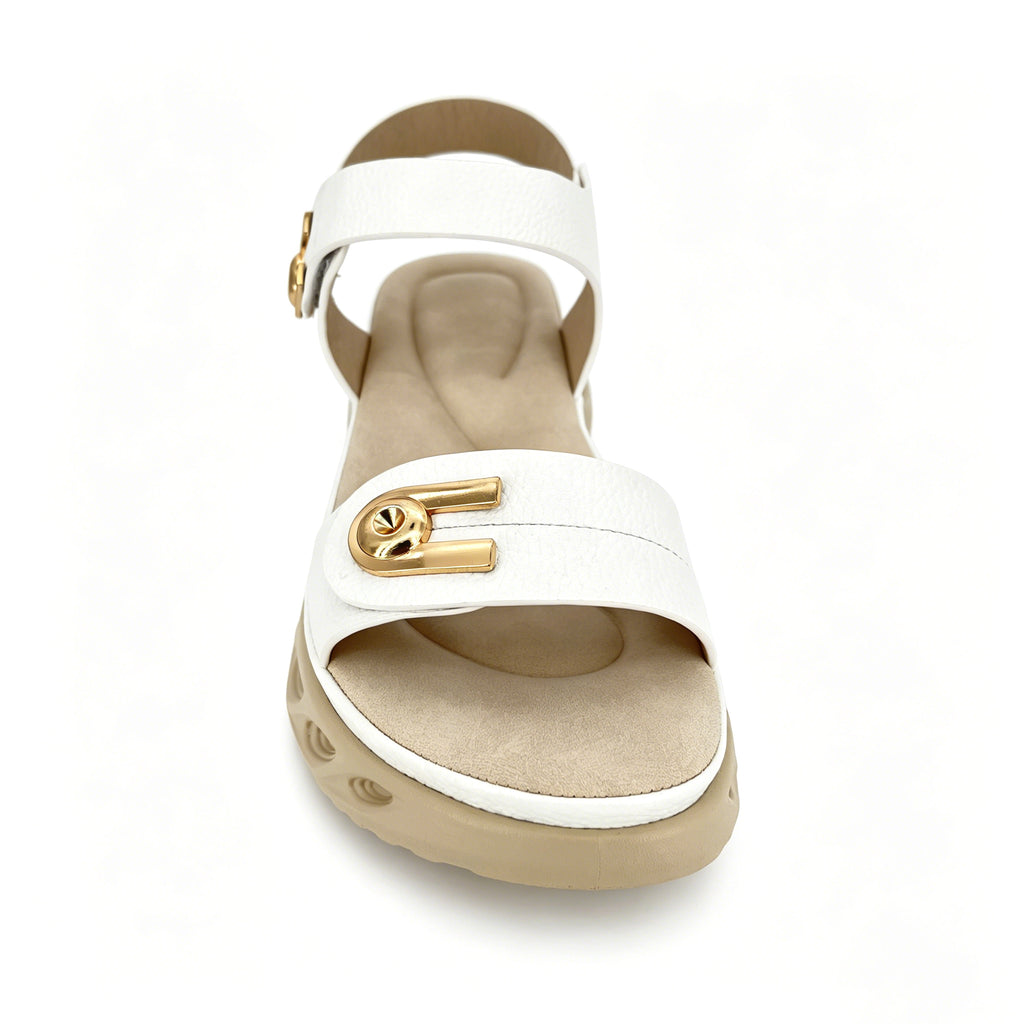 Women's Double-Strap Wedge Sandals with Gold U-Turn Clasp | Air-Cushion Platform