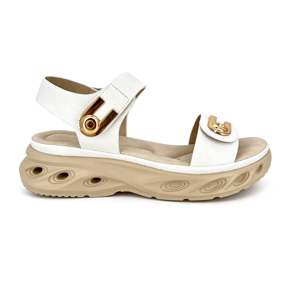 Women's Double-Strap Wedge Sandals with Gold U-Turn Clasp | Air-Cushion Platform