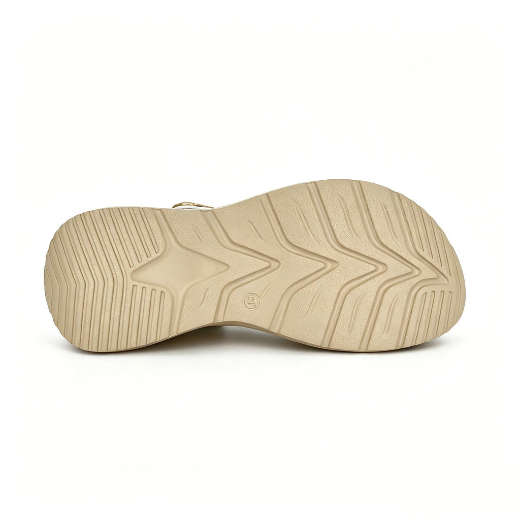 Women's Double-Strap Wedge Sandals with Gold U-Turn Clasp | Air-Cushion Platform