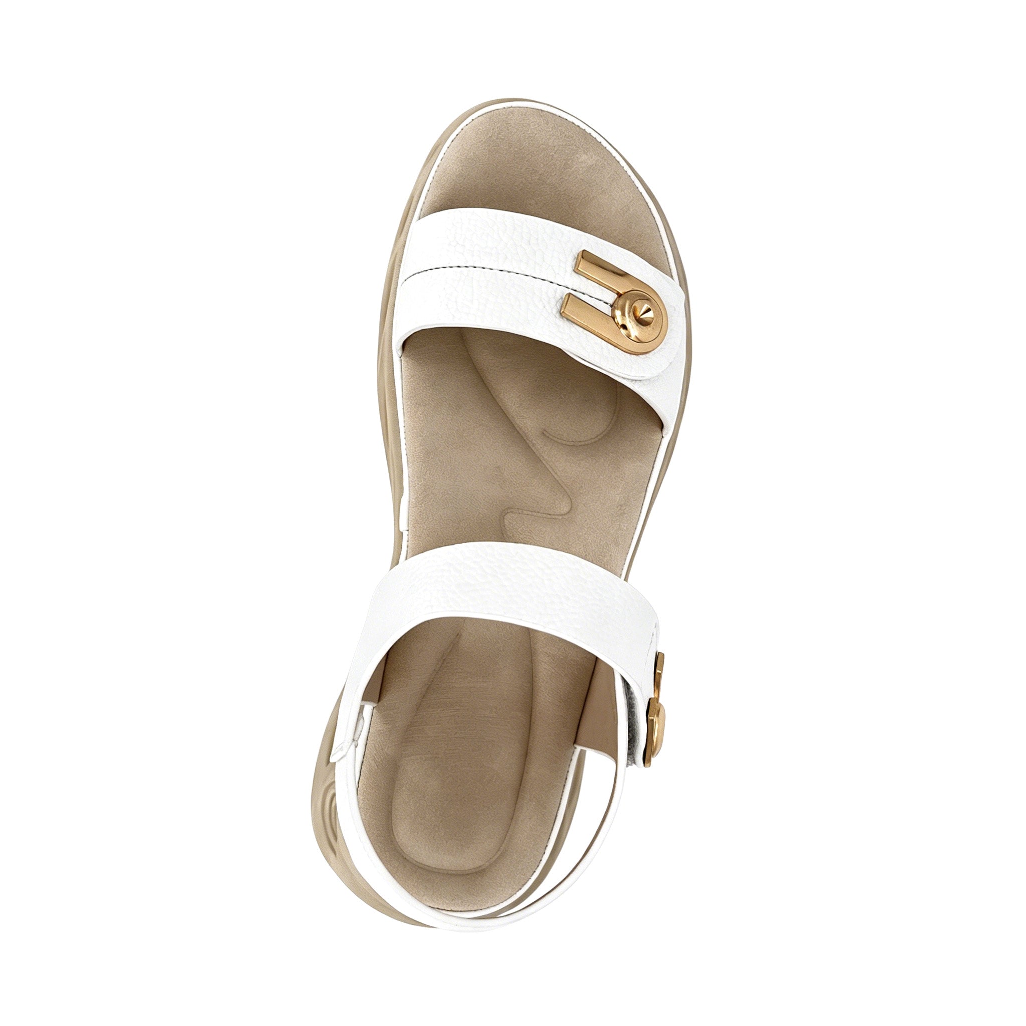 Women's Double-Strap Wedge Sandals with Gold U-Turn Clasp | Air-Cushion Platform
