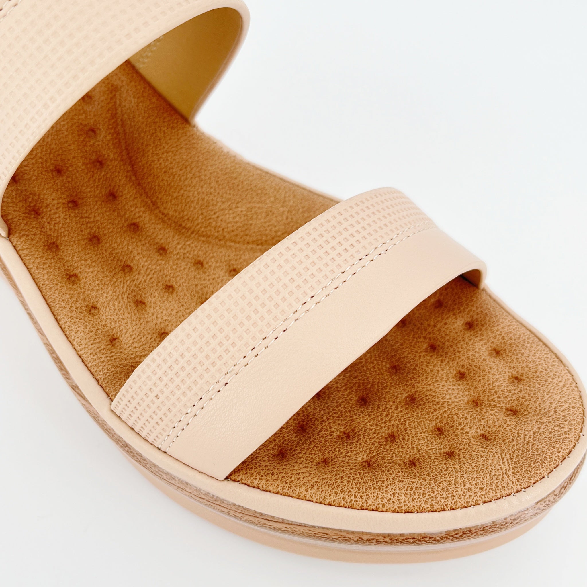 ZC Women's Dual-Texture Double-Band Wood-Grain Wedge Sandals – Wholesale | Comfort Fit | Multi-Color Options