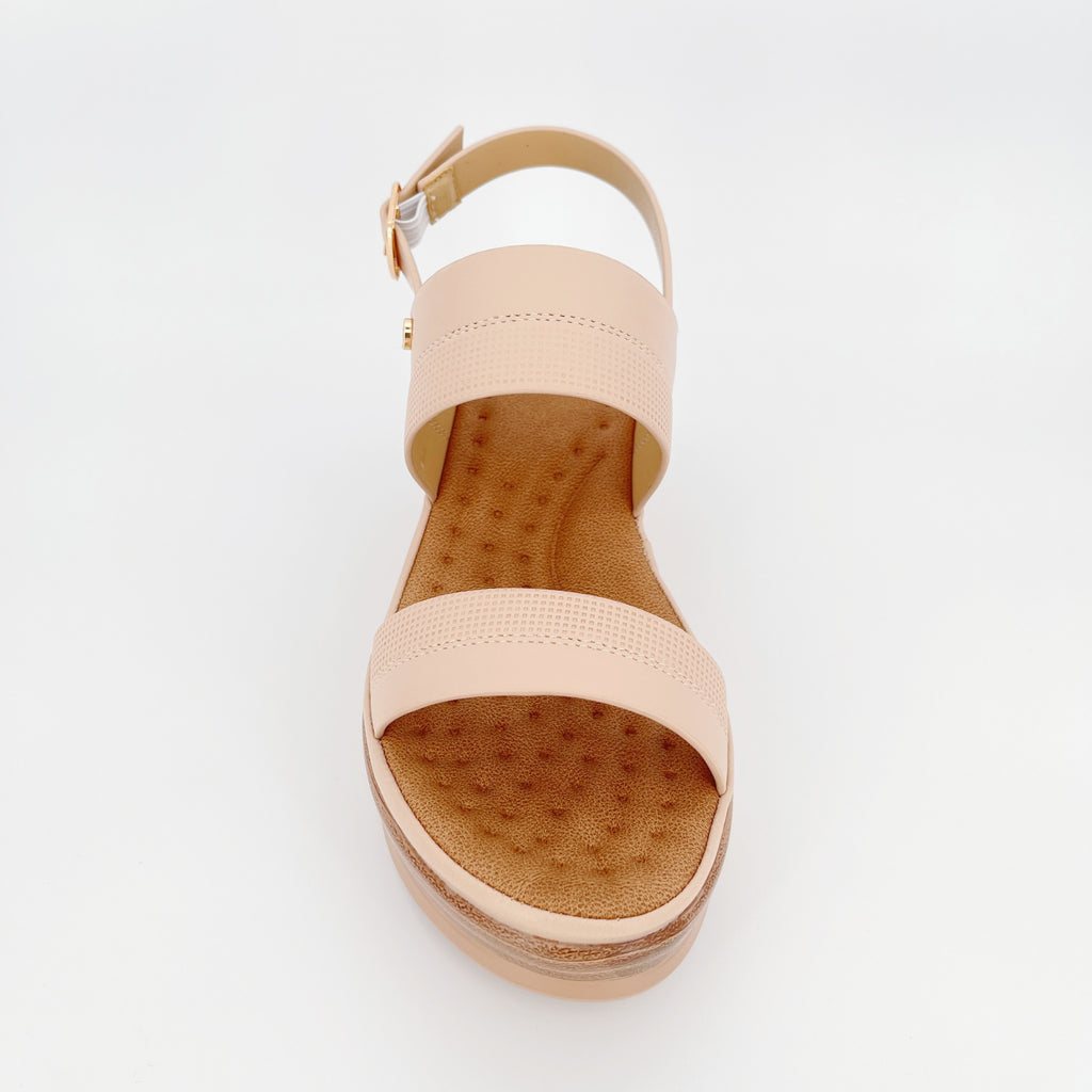 ZC Women's Dual-Texture Double-Band Wood-Grain Wedge Sandals – Wholesale | Comfort Fit | Multi-Color Options