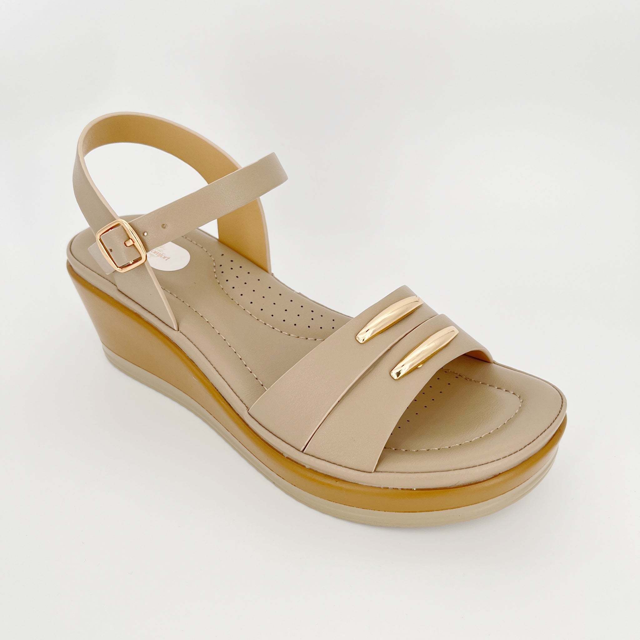 ZC Women's Dual Metal Bar Wedge Sandals – Wholesale | Comfort Fit | Multi-Color Options