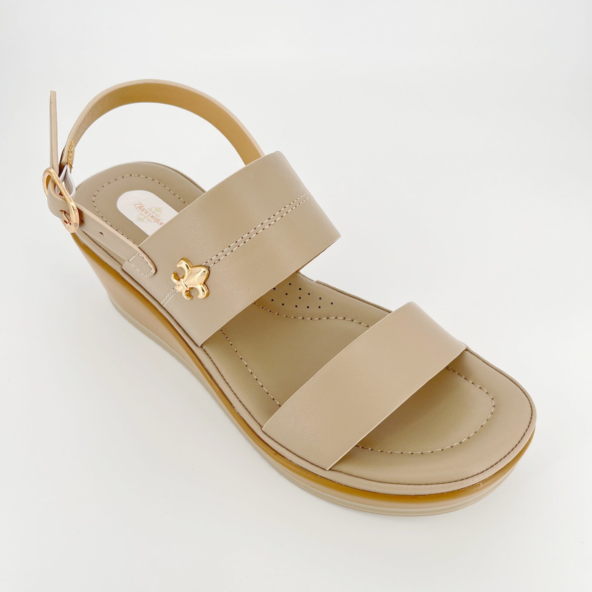ZC Women's Fleur-de-Lis Double-Band Wedge Sandals – Wholesale | Comfort Fit | Multi-Color Options