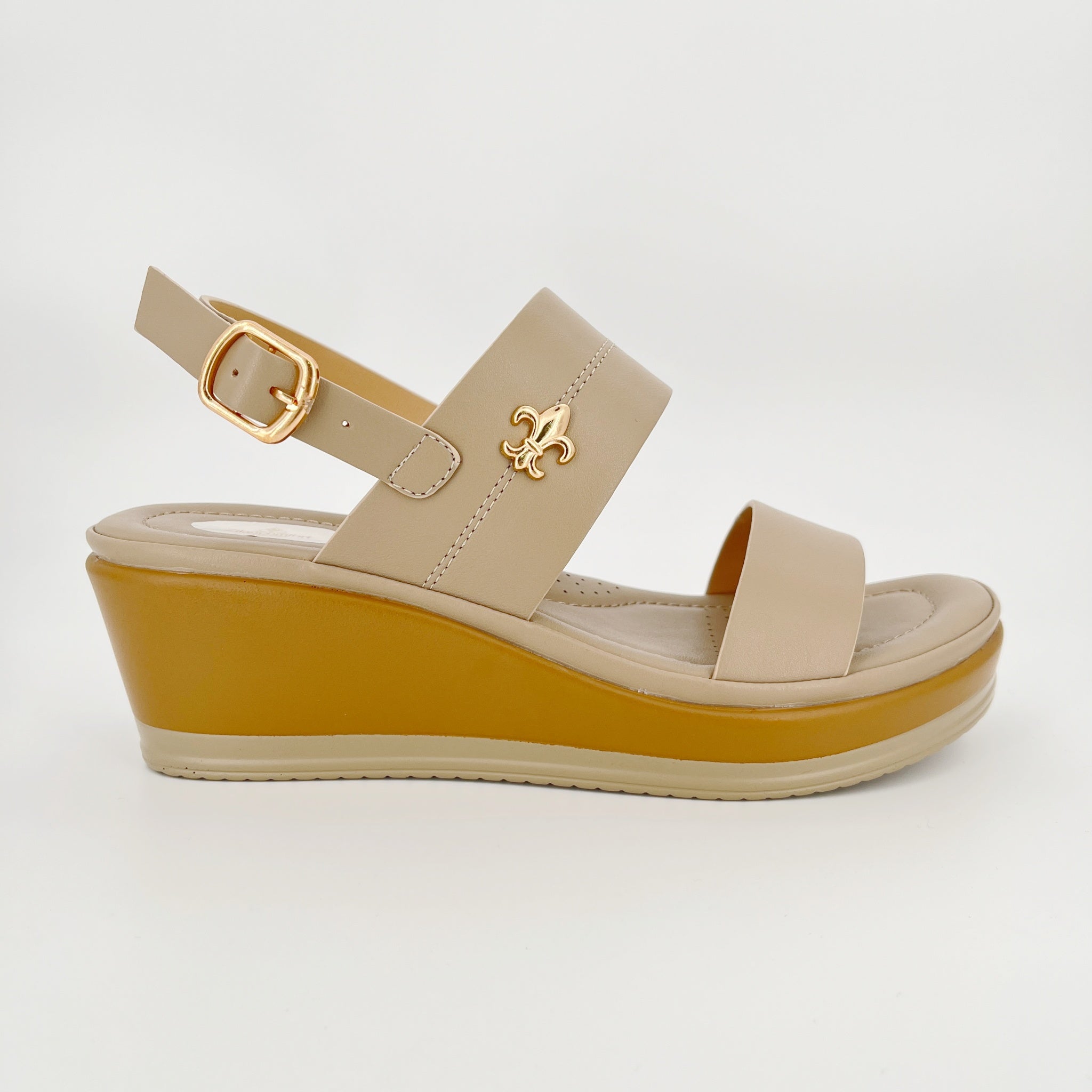 ZC Women's Fleur-de-Lis Double-Band Wedge Sandals – Wholesale | Comfort Fit | Multi-Color Options