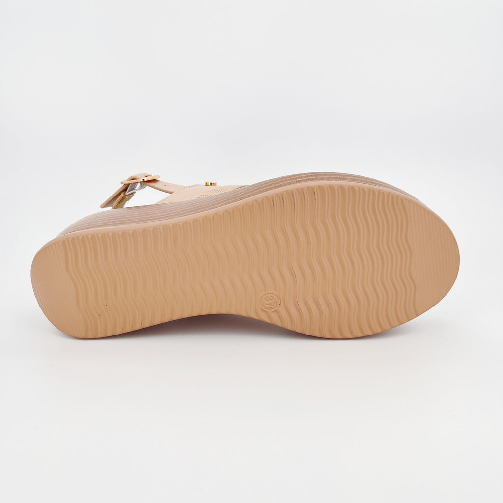 ZC Women's Dual-Texture Double-Band Wood-Grain Wedge Sandals – Wholesale | Comfort Fit | Multi-Color Options