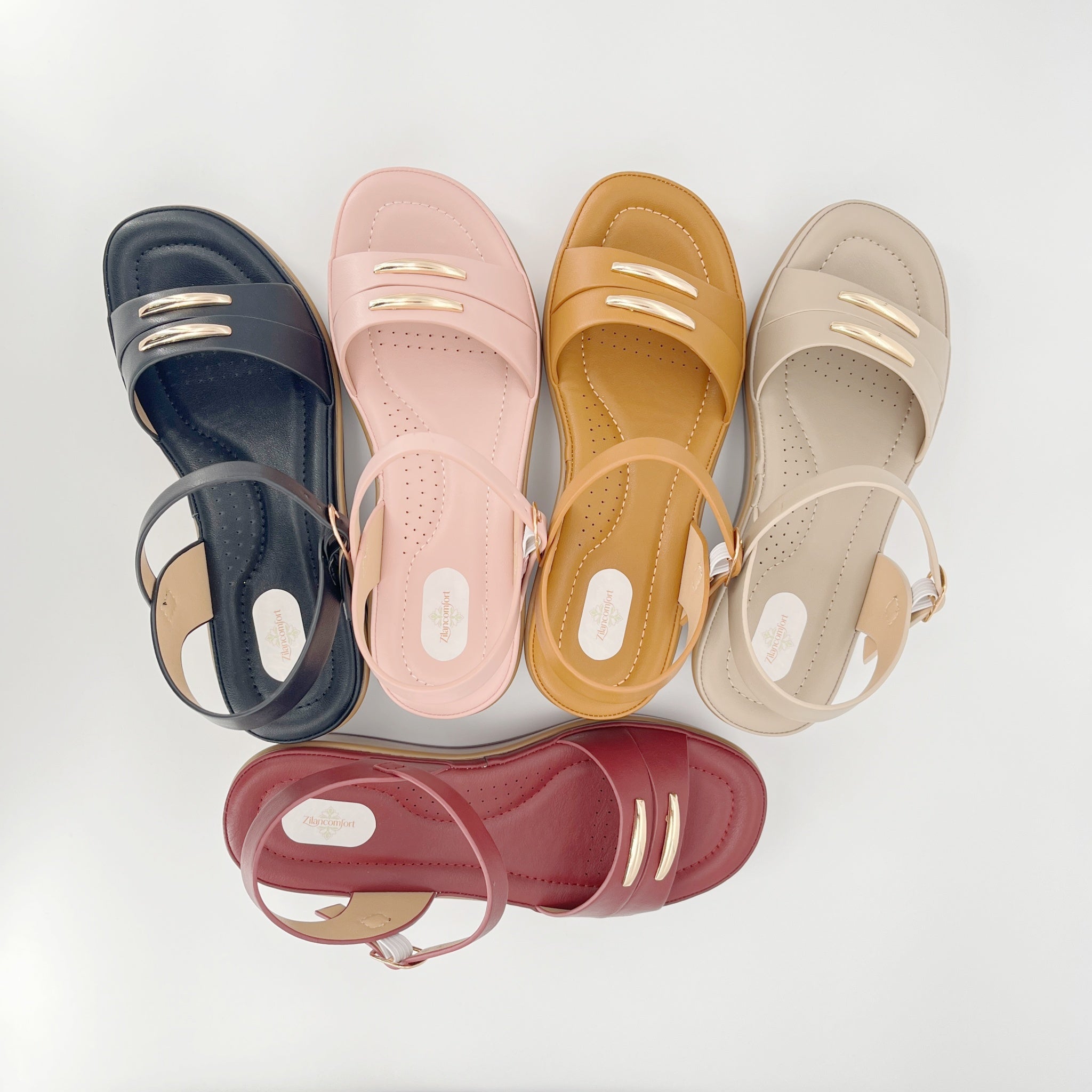 ZC Women's Dual Metal Bar Wedge Sandals – Wholesale | Comfort Fit | Multi-Color Options