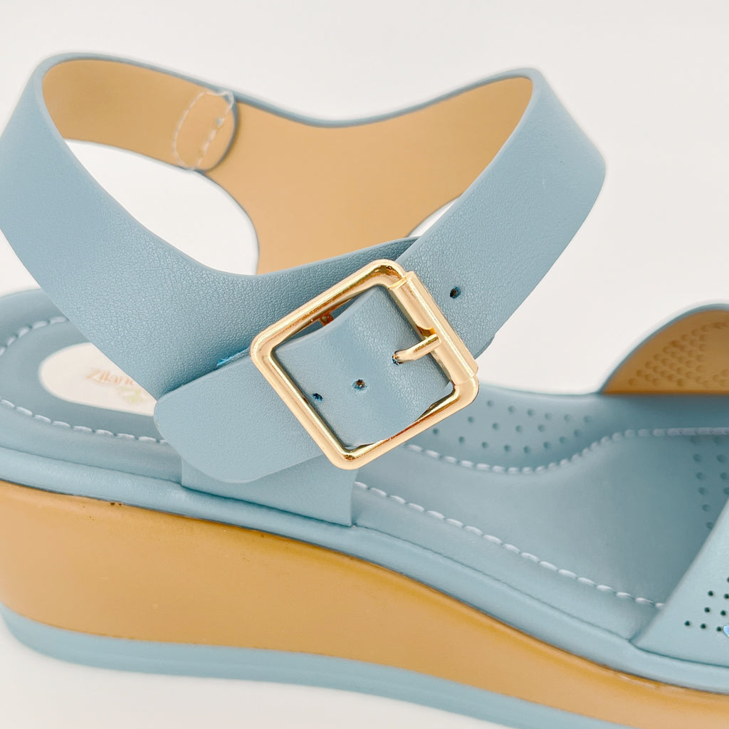 ZC Women's Perforated Tonal Crystal Wedge Sandals – Wholesale | Breathable Comfort | Multi-Color Options