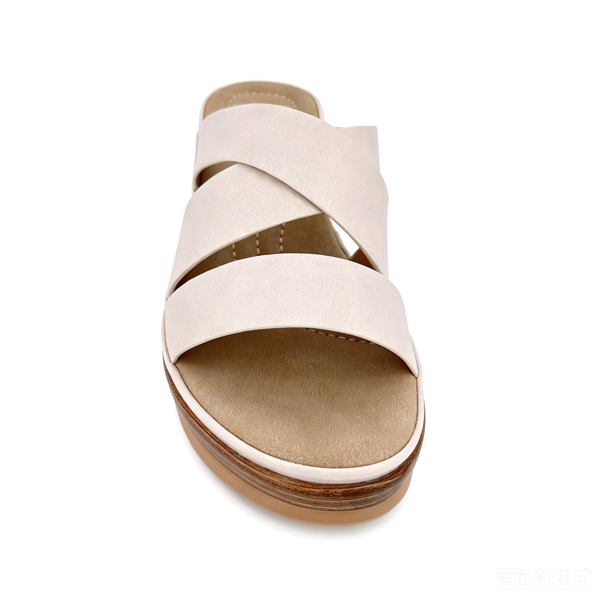 Women's Cross-Strap Slip-On Wedge Mule Sandals | Hardware-Free Design & Striped Mid Wedge | Multiple Colors