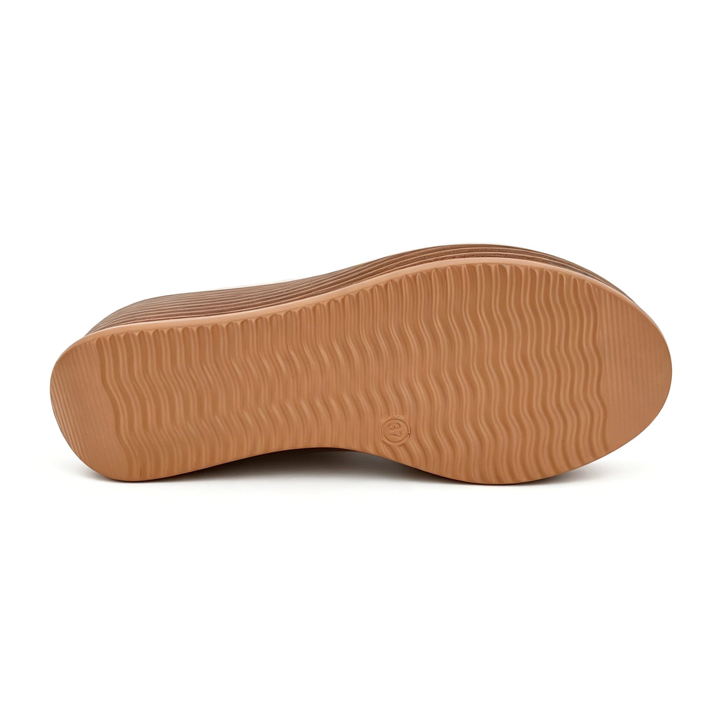 Women's Cross-Strap Slip-On Wedge Mule Sandals | Hardware-Free Design & Striped Mid Wedge | Multiple Colors