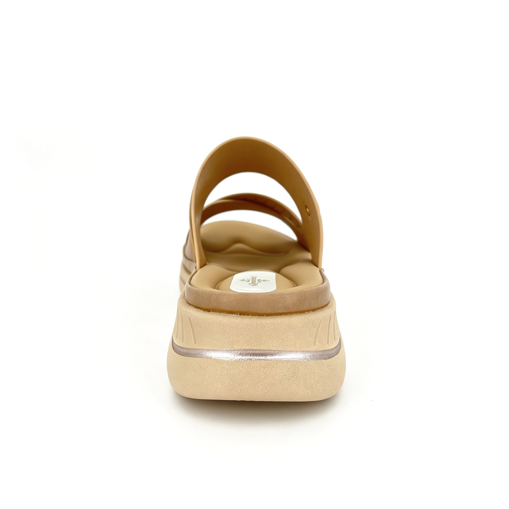 Women's Three-Strap Cross Slip-On Wedge Mule Sandals with Rhinestone Laser-Cut Band & Rose Gold Rivet | Cushioned PU Wedge
