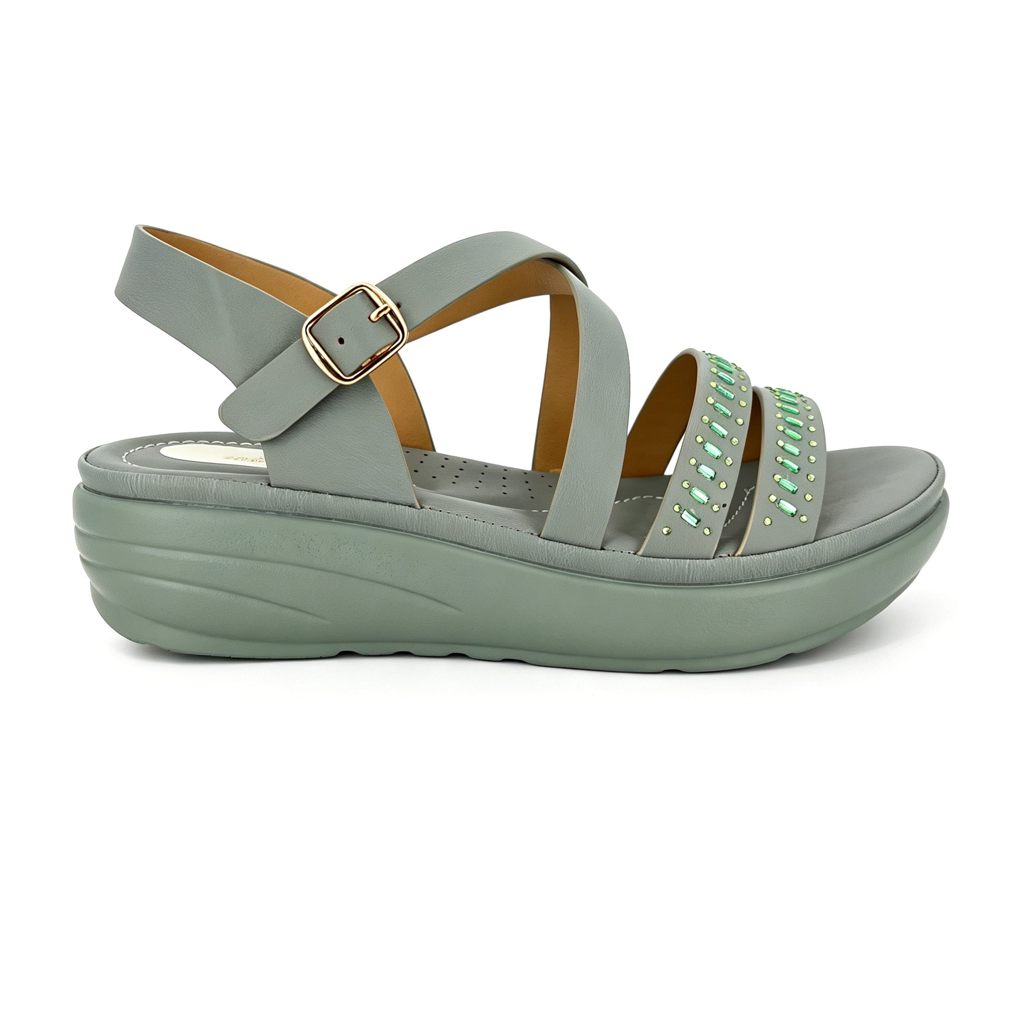 Women's Crystal Baguette Wedge Sandals with Crossover Straps | Multi-Color Platform | EU 35–41 | Zilancomfort