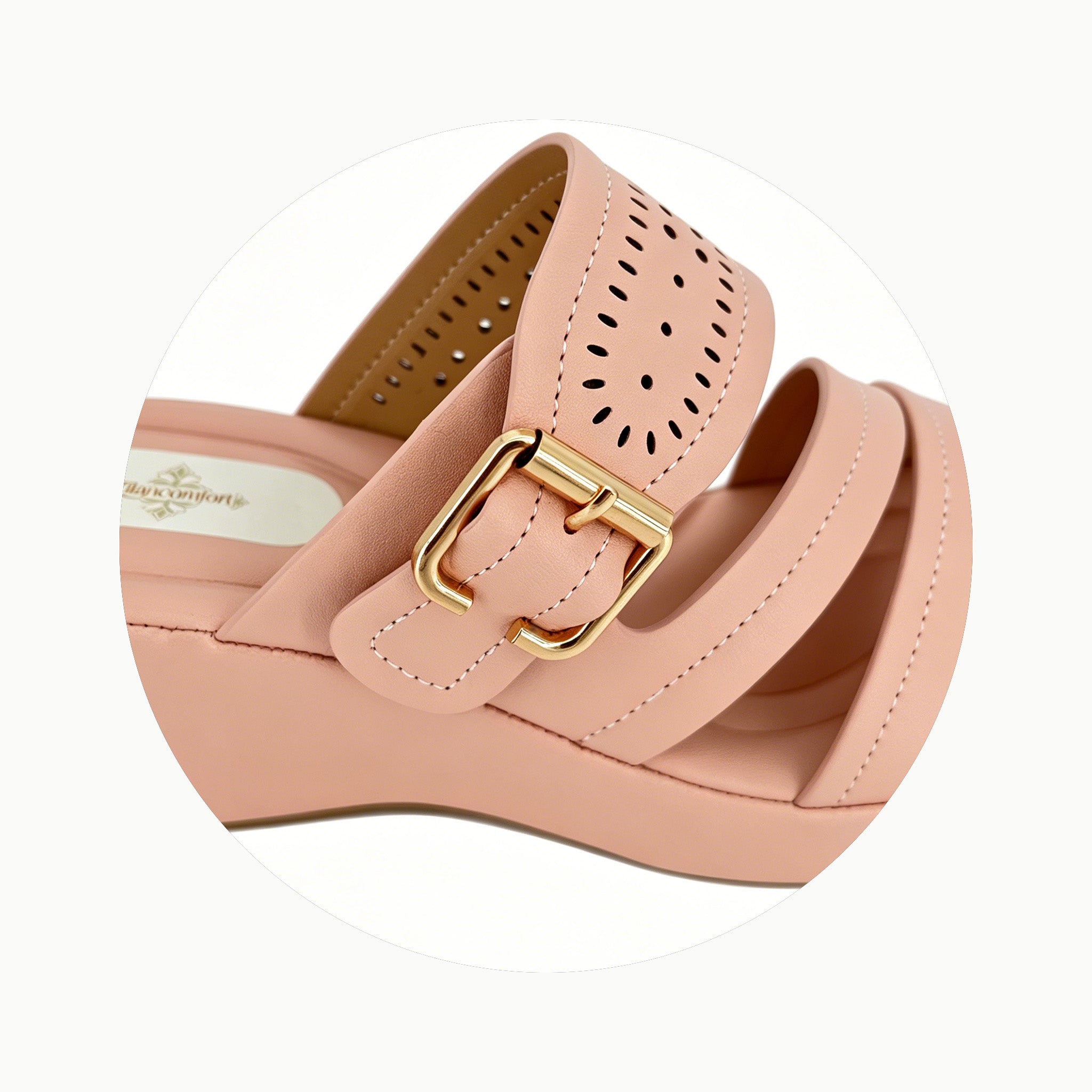 Women's Perforated Wide-Strap Wedge Sandals | Wholesale Platform Slide | Multi-Color | EU 35–41