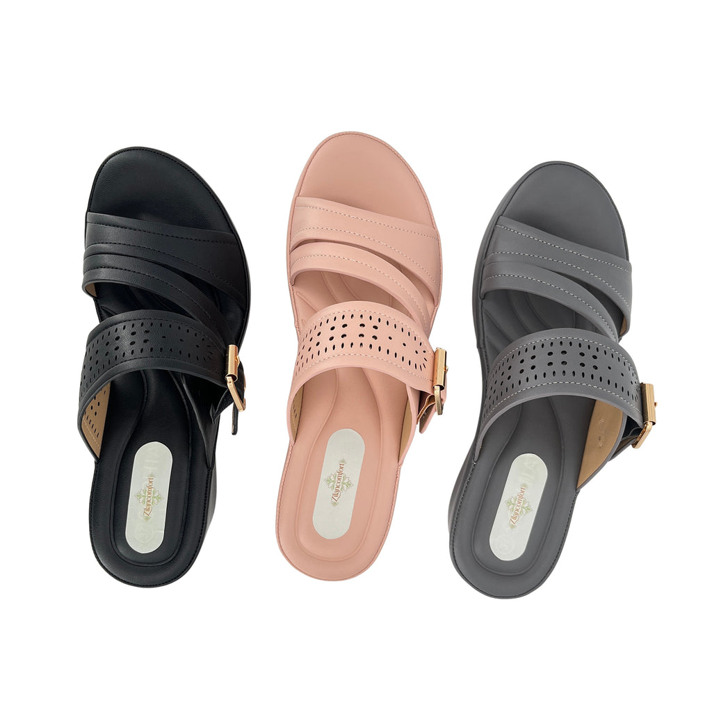 Women's Perforated Wide-Strap Wedge Sandals | Wholesale Platform Slide | Multi-Color | EU 35–41