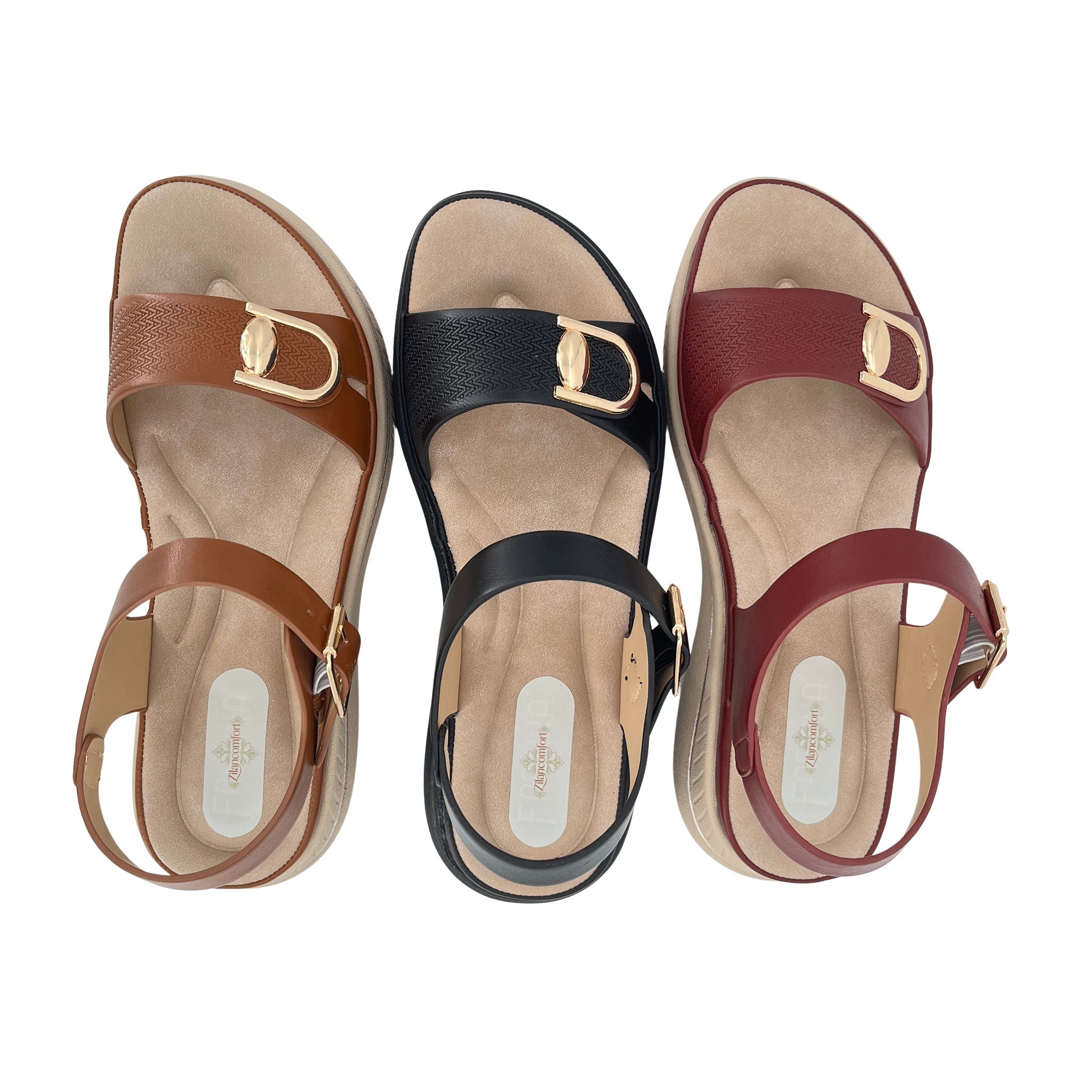 Women's Gold Hardware Wedge Sandals | Wholesale Platform Sandal | Multi-Color | EU 35–41