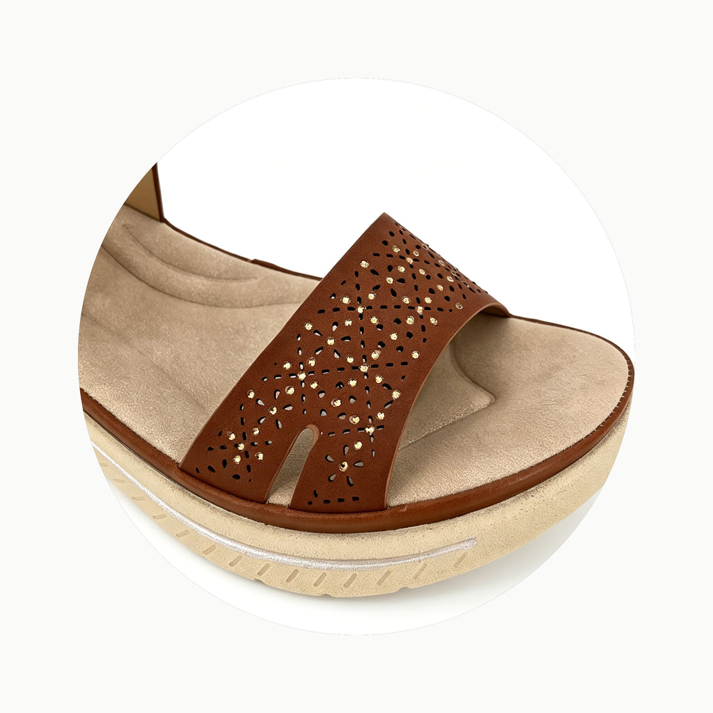 Women's Laser-Cut Crystal Wedge Sandals | Wholesale Platform Sandal | Multi-Color | EU 35–41