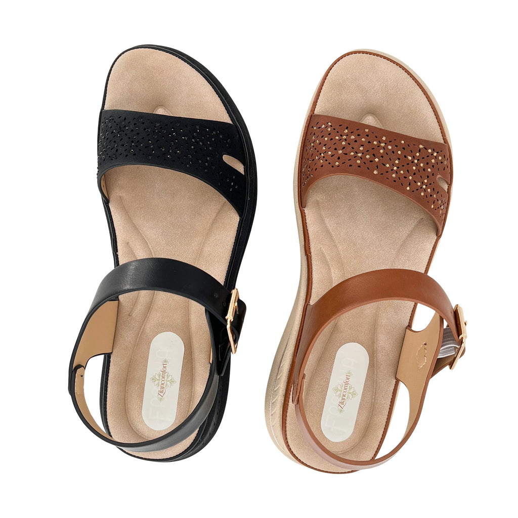Women's Laser-Cut Crystal Wedge Sandals | Wholesale Platform Sandal | Multi-Color | EU 35–41