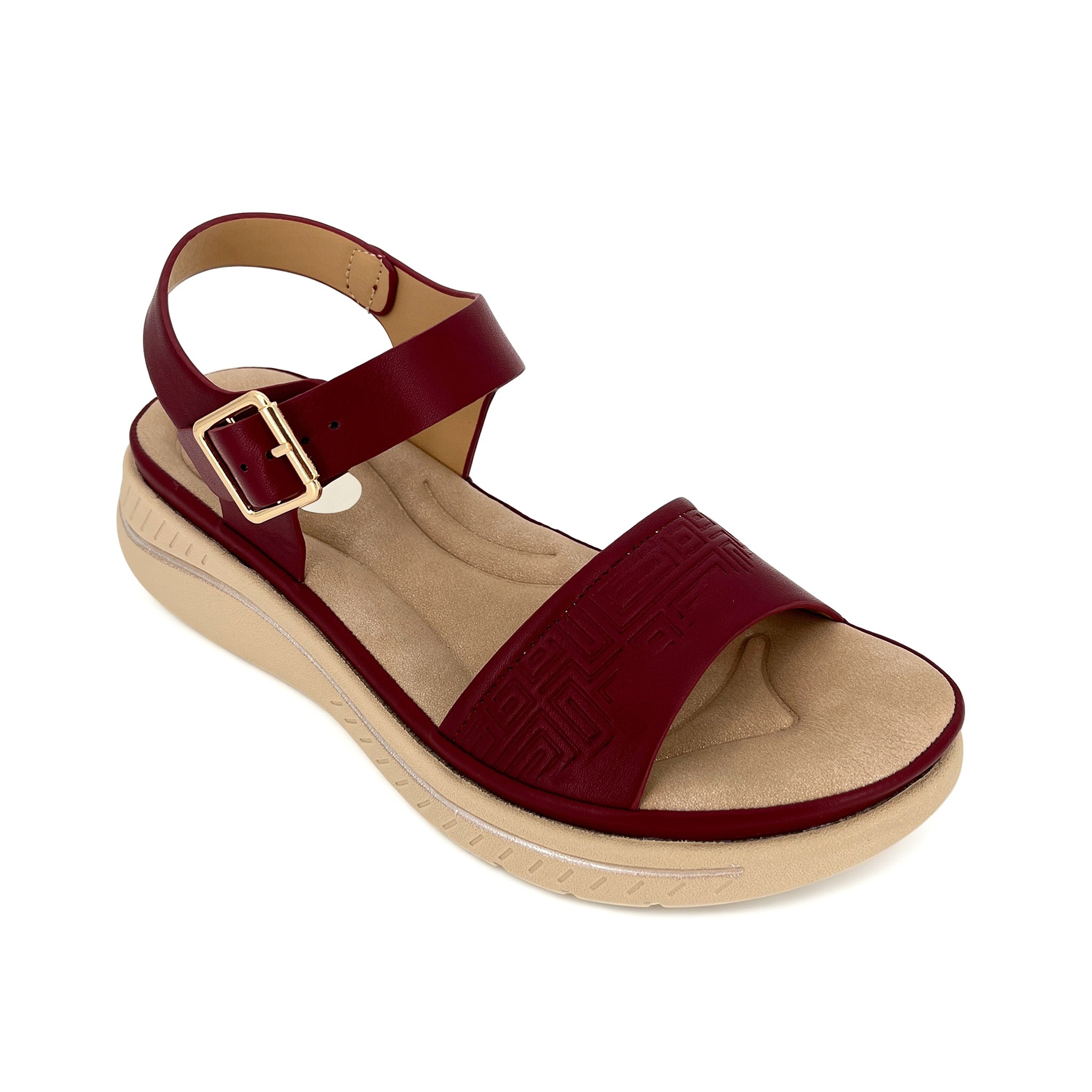 Women's Embossed Greek Key Wedge Sandals | Wholesale Platform Sandal | Multi-Color | EU 35–41