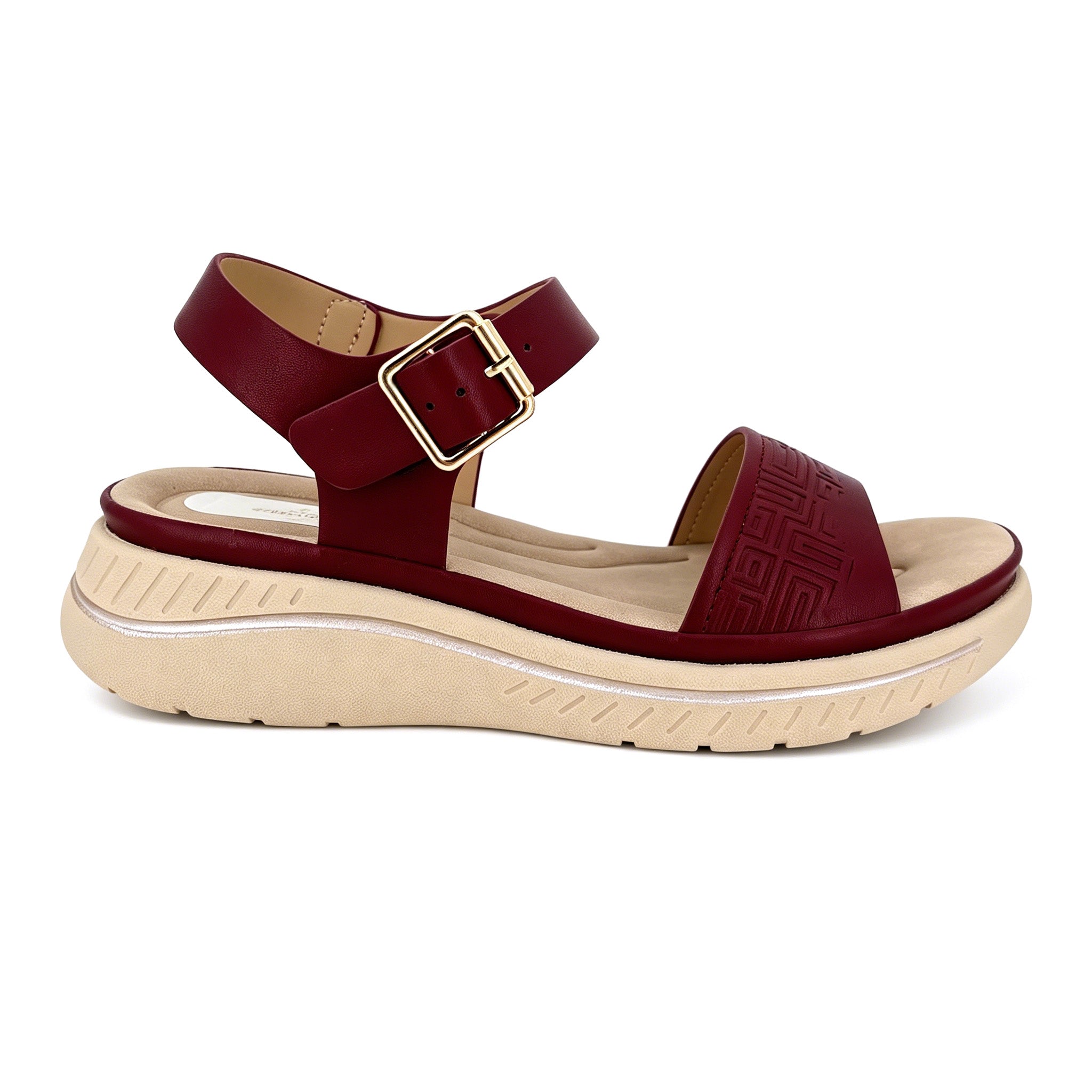 Women's Embossed Greek Key Wedge Sandals | Wholesale Platform Sandal | Multi-Color | EU 35–41