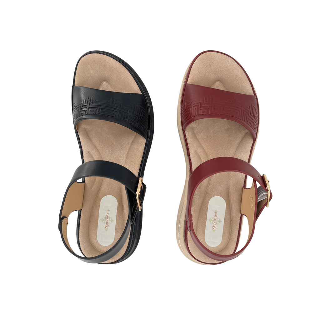 Women's Embossed Greek Key Wedge Sandals | Wholesale Platform Sandal | Multi-Color | EU 35–41