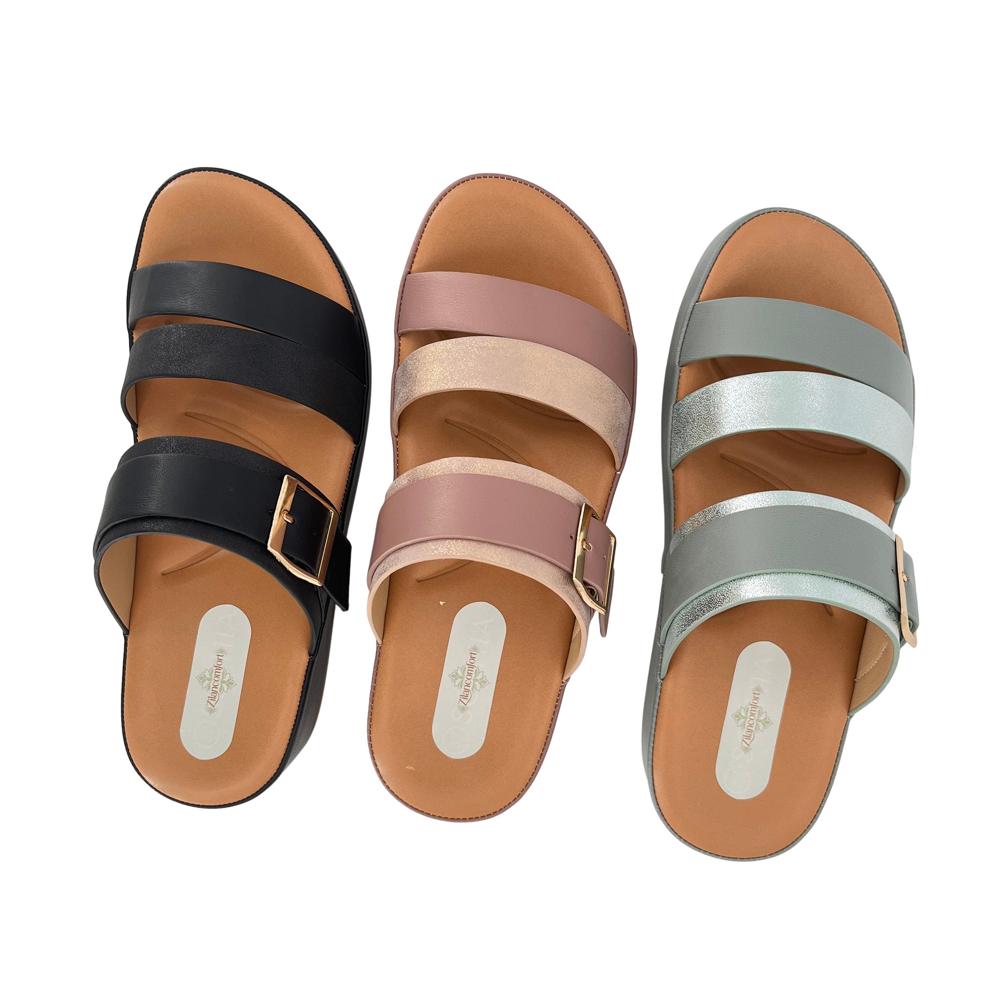 Women's Double-Strap Platform Slide Sandals | Wholesale Wedge Mule | Multi-Color | EU 35–41