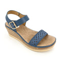 Women's Crystal-Studded Laser-Cut Wedge Sandals | Wholesale Platform Sandal | Multi-Color | EU 35–41