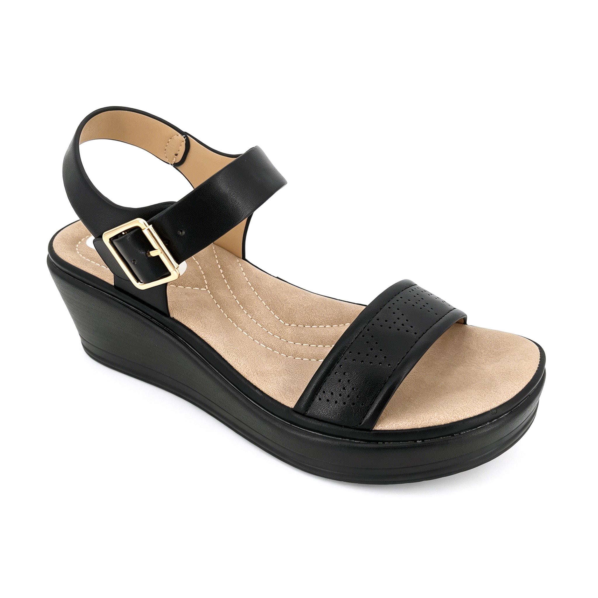 Women's Perforated Single-Strap Wedge Sandals | Wholesale Platform Sandal | Multi-Color | EU 35–41
