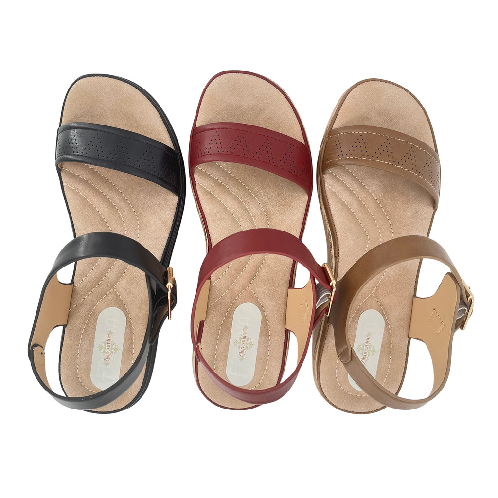 Women's Perforated Single-Strap Wedge Sandals | Wholesale Platform Sandal | Multi-Color | EU 35–41