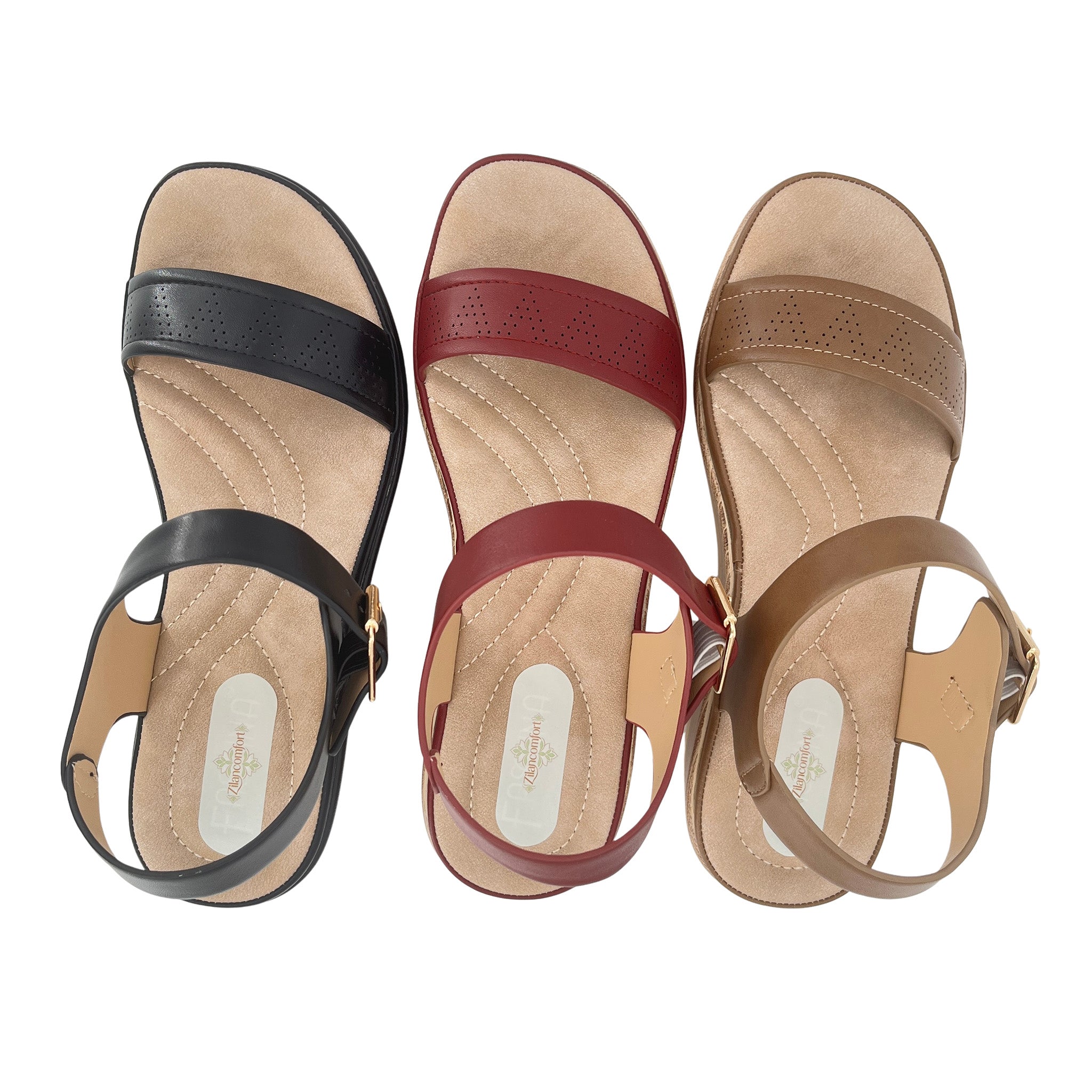Women's Perforated Single-Strap Wedge Sandals | Wholesale Platform Sandal | Multi-Color | EU 35–41
