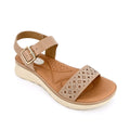 Women's Crystal-Studded Laser-Cut Low Wedge Sandals | Wholesale Comfort Platform Sandal | Multi-Color | EU 35–41