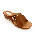 Women's Cross-Strap Gold Hardware Wedge Mule Sandals | Wholesale Platform Slide | Multi-Color | EU 35–41