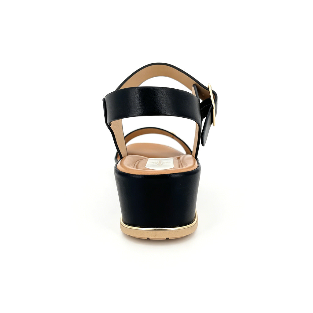 Women's Textured-Strap Gold Leaf Badge Low Wedge Sandals | Wholesale Comfort Platform Sandal | Multi-Color | EU 35–41