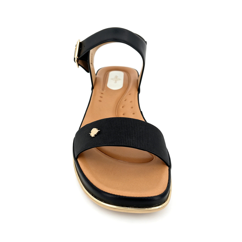 Women's Textured-Strap Gold Leaf Badge Low Wedge Sandals | Wholesale Comfort Platform Sandal | Multi-Color | EU 35–41