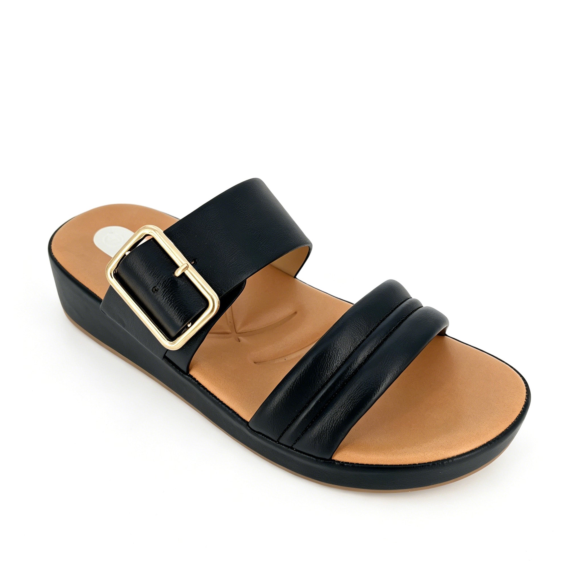 Women's Double-Strap Platform Wedge Slide Sandals | Gold Buckle Mule | Multi-Color | EU 35–41
