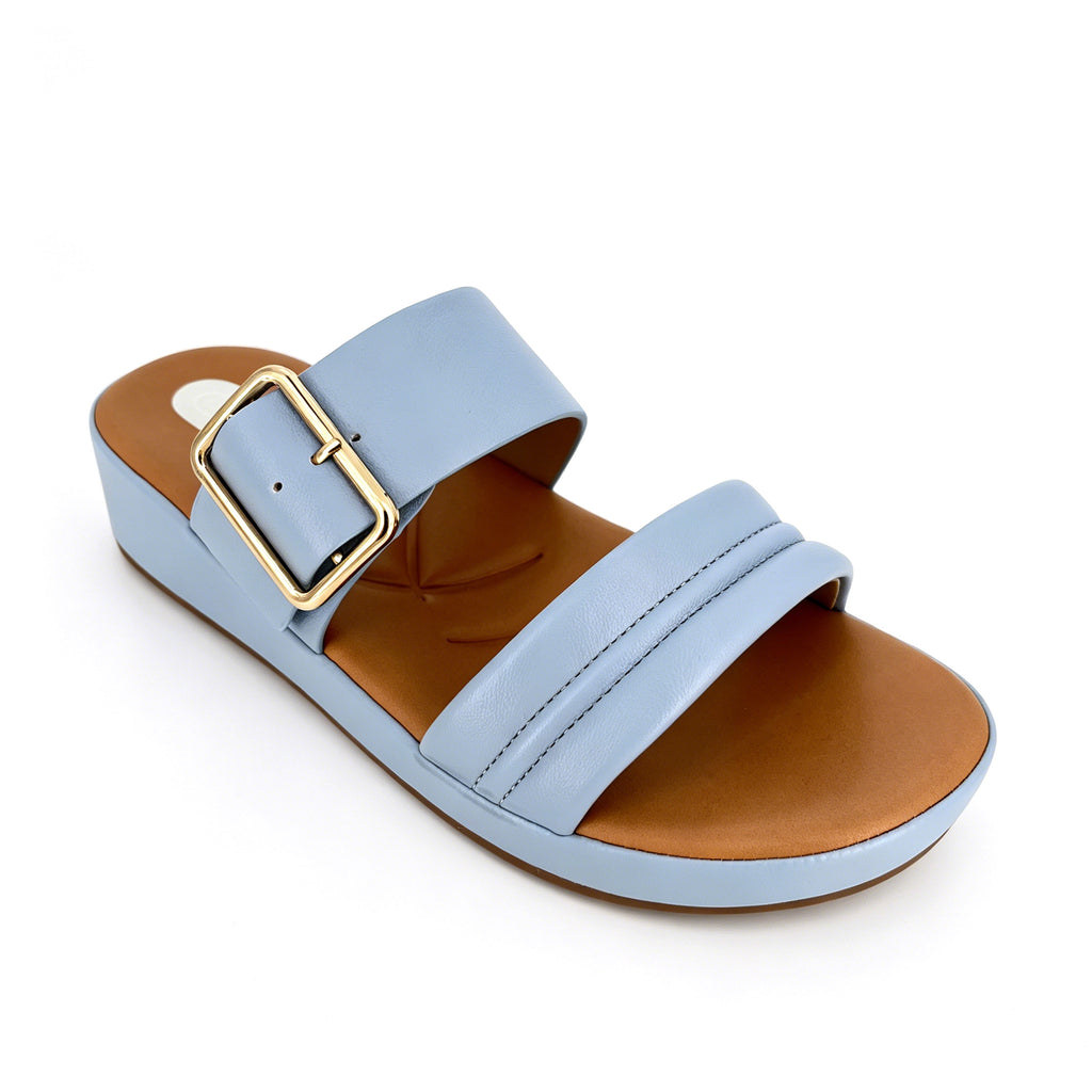 Women's Double-Strap Platform Wedge Slide Sandals | Gold Buckle Mule | Multi-Color | EU 35–41
