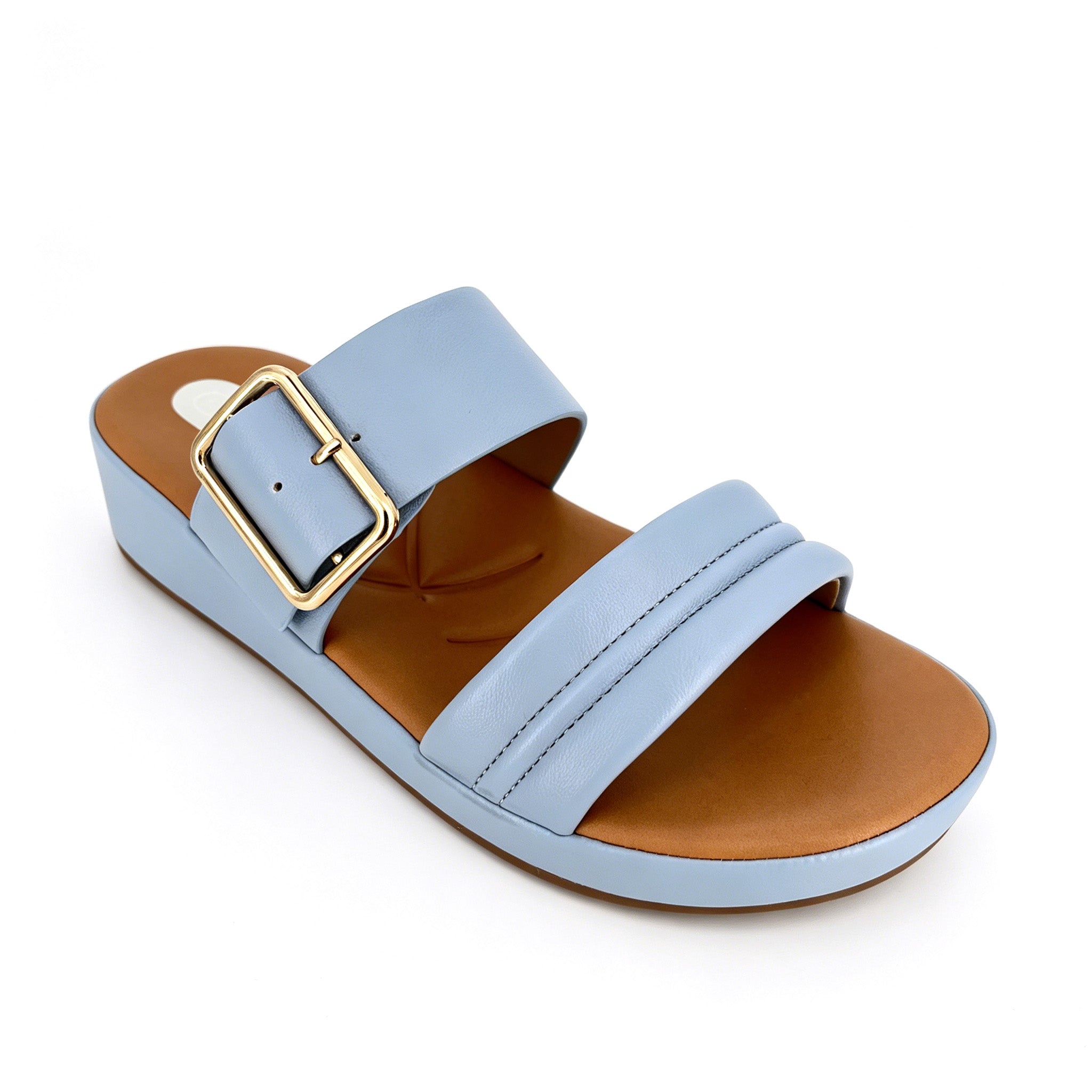 Women's Double-Strap Platform Wedge Slide Sandals | Gold Buckle Mule | Multi-Color | EU 35–41