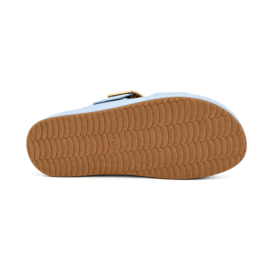 Women's Double-Strap Platform Wedge Slide Sandals | Gold Buckle Mule | Multi-Color | EU 35–41