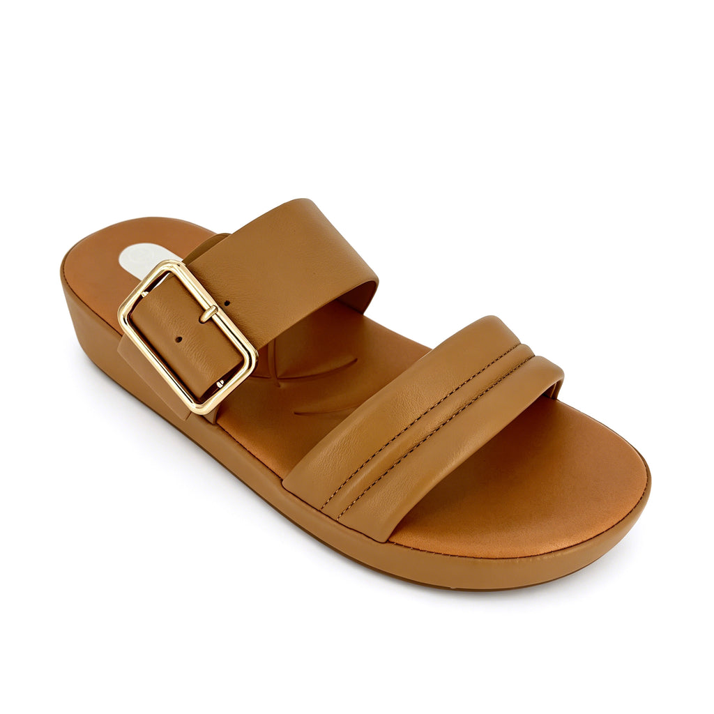 Women's Double-Strap Platform Wedge Slide Sandals | Gold Buckle Mule | Multi-Color | EU 35–41