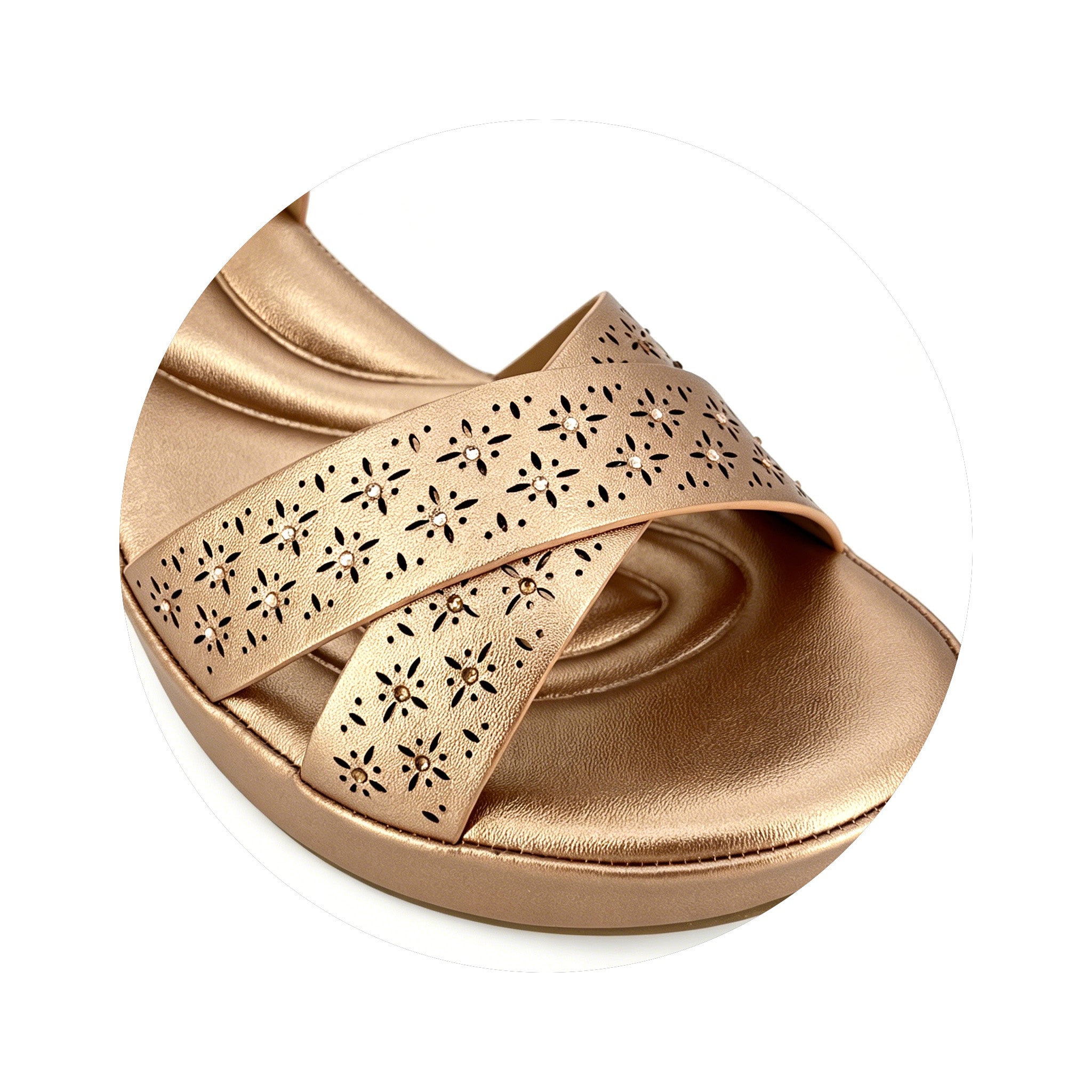 Women's Cross-Strap Laser-Cut Rhinestone Wedge Sandals | Wholesale Platform Sandal | Multi-Color | EU 35–41